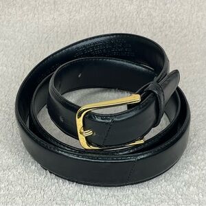 Vintage Mundi Eelskin Leather Classic Belt-Black/Brass-Mens 36-Designer-Business